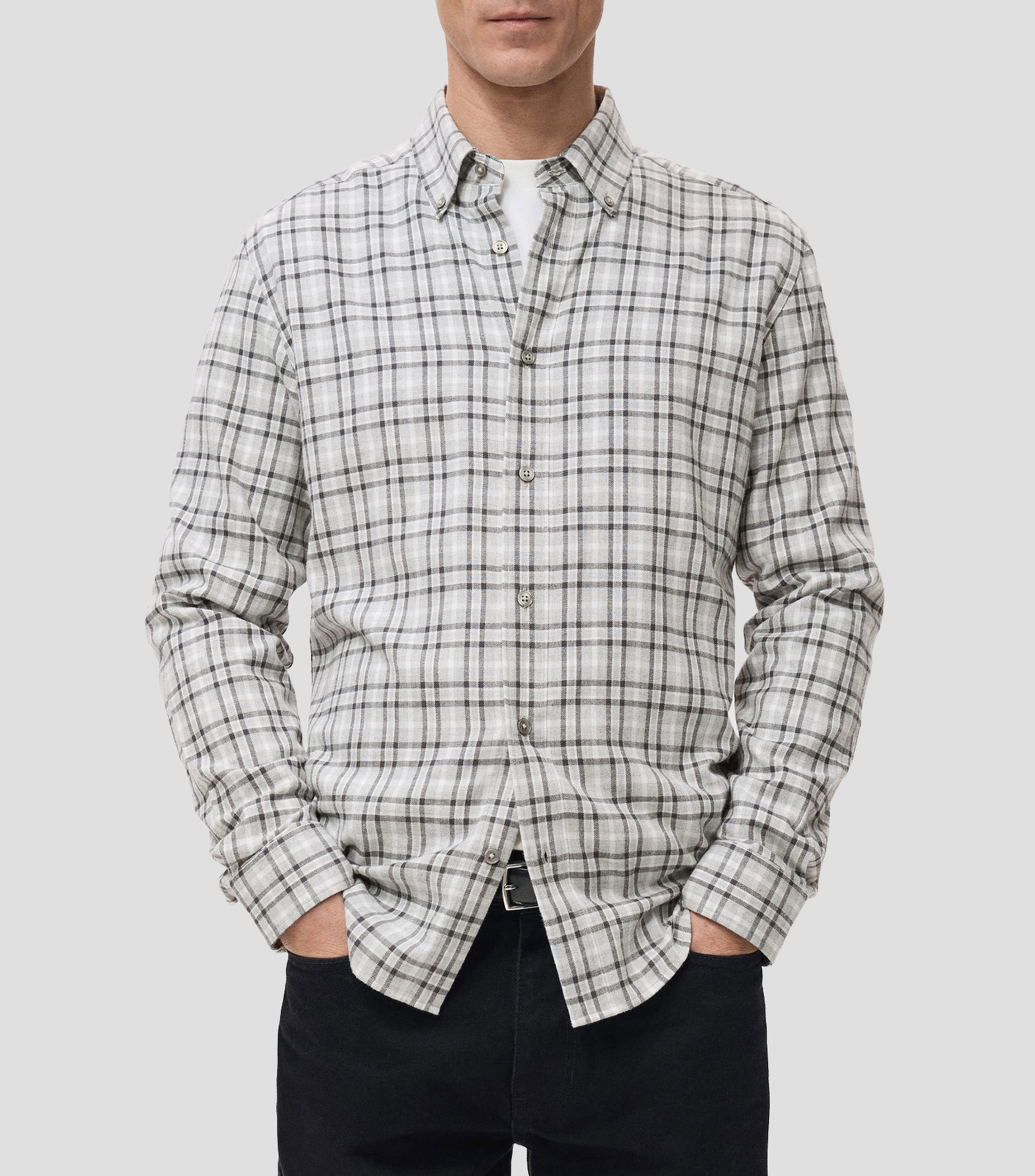 Camisa a cuadros de manga larga Hombre
